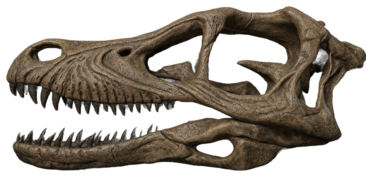 Life-size Velociraptor skull replica with blade teeth